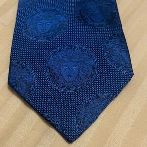 Versace Royal Blue Medusa Jacquard Silk Tie